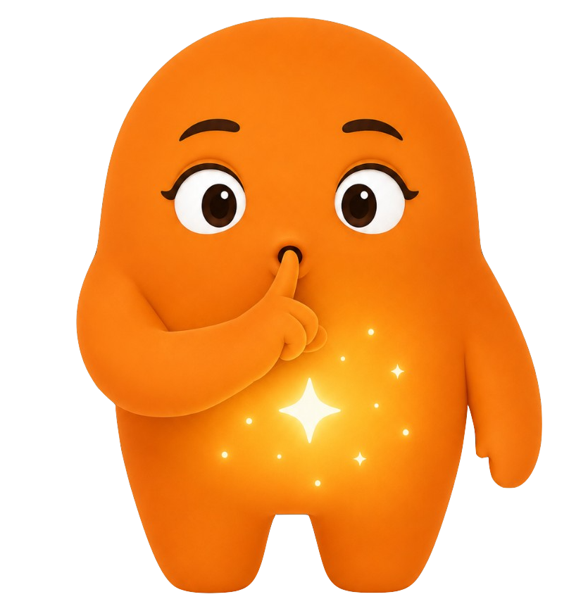 InwardFocus mascot holding a finger to its lips, signaling quiet time after the workday ends